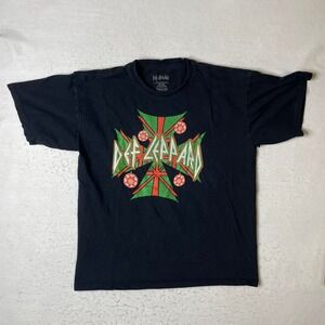 Def Leppard Christmas T Shirt XL Black Band‎ Music Concert Tour Tee